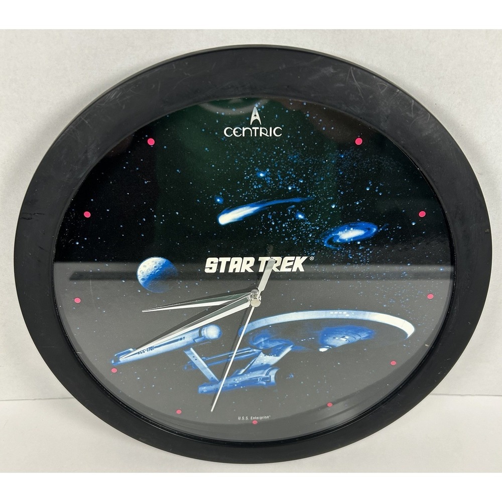 Vintage 1992 Centric Star Trek USS Enterprise Wall Clock Tested and Working